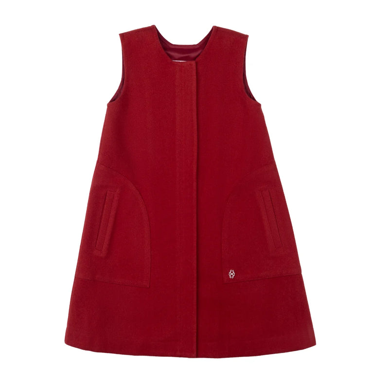 Front view of the Cottier crimson red knit jumper for children.
