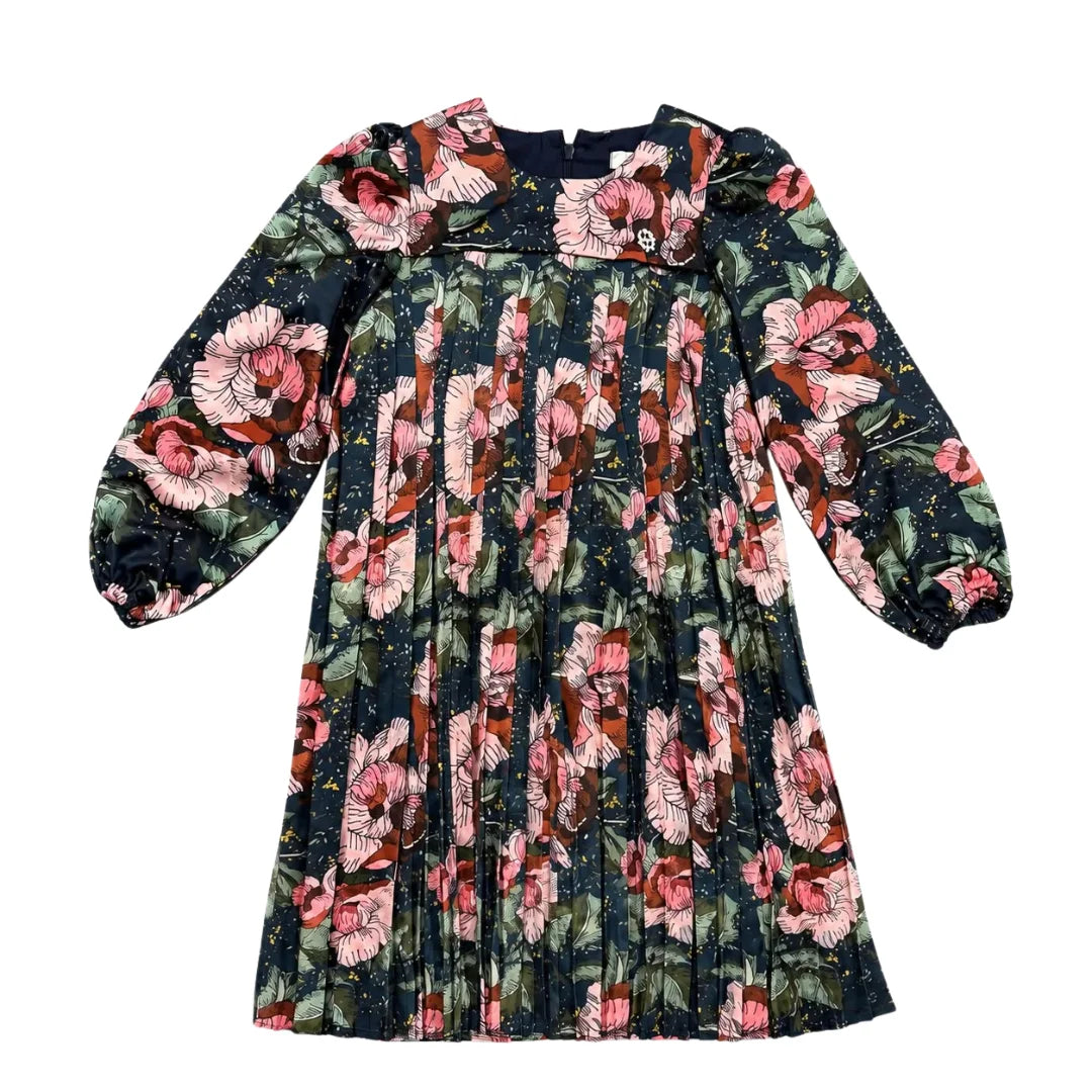 A front view of the Cottier navy blue dress for children.