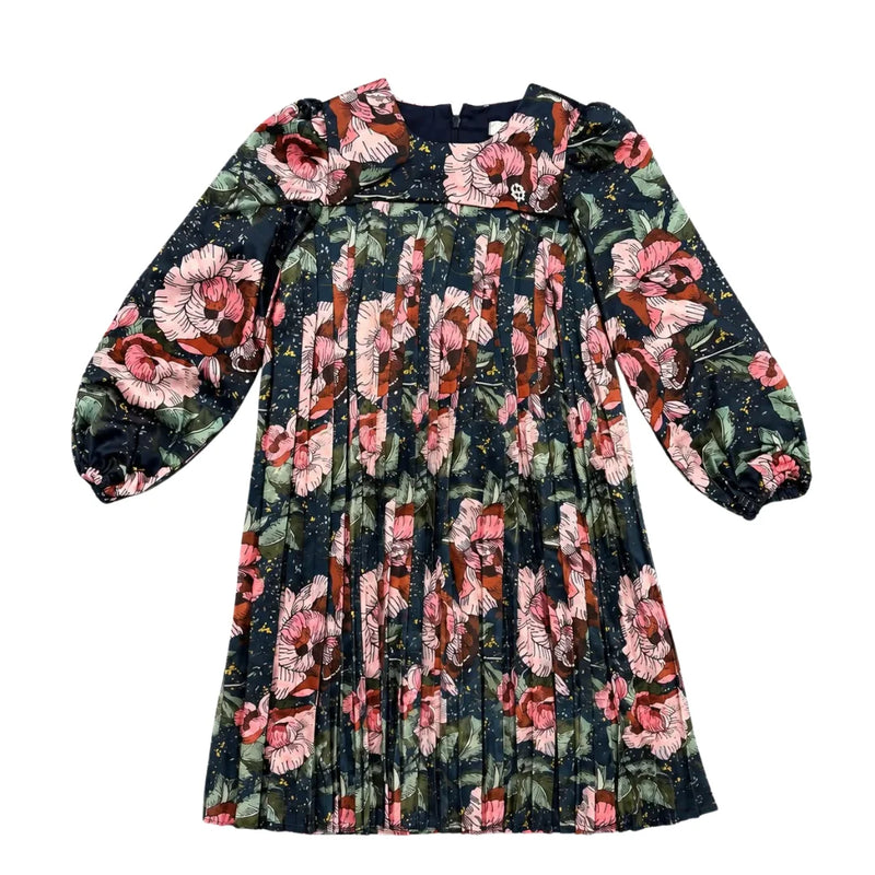A front view of the Cottier navy blue dress for children.