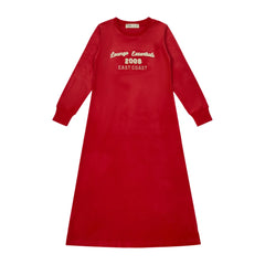 A front view of the Crew Lounge coral terry applique lounge nightgown.