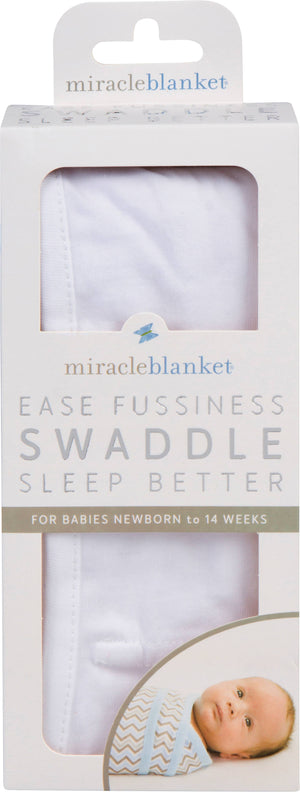 Miracle Blanket- The #1 Pediatrician-recommended Swaddle - Solid White Miracle Blanket