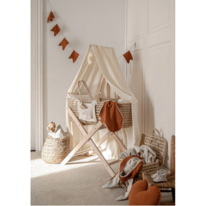 Dreamy Fabric Canopy Ivory with Wood Stand