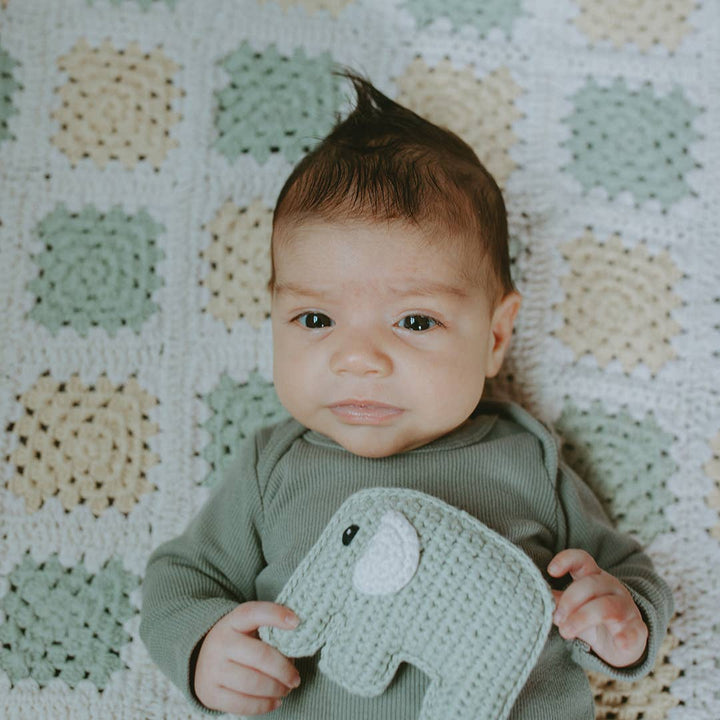 Pebble - Stuffed  Elephant Rattle: Teal