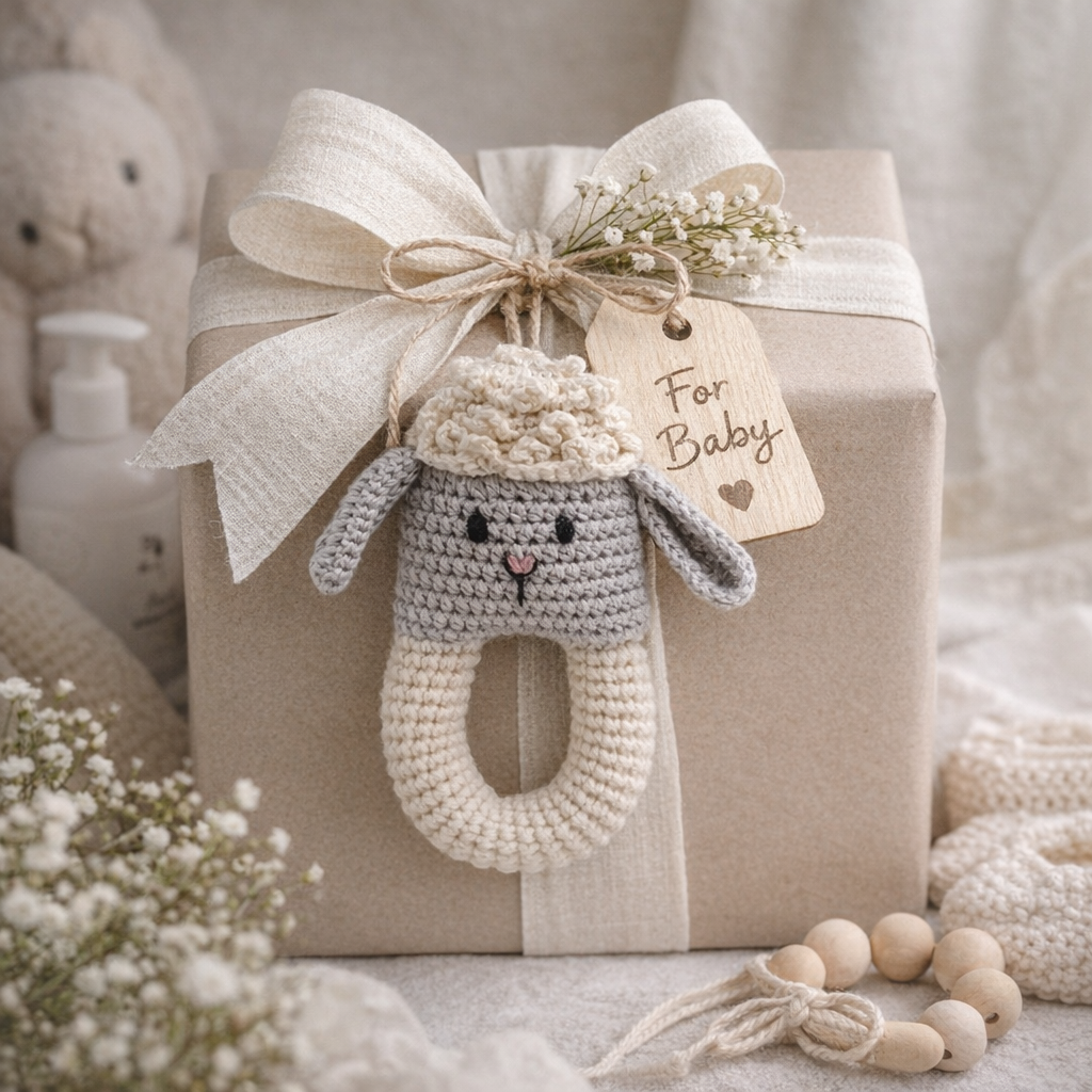 Melange Collection - Crochet Lamb Baby Toy