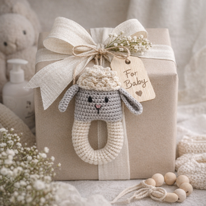 Melange Collection - Crochet Lamb Baby Toy