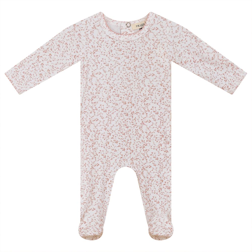 Fragile White/Misty Rose Vine Footie