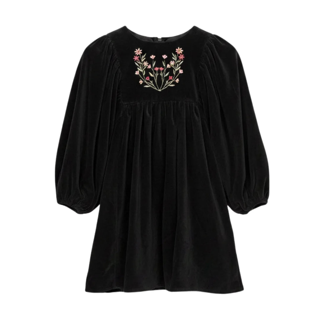 front view of the Early Sunday black Belle designer dress.