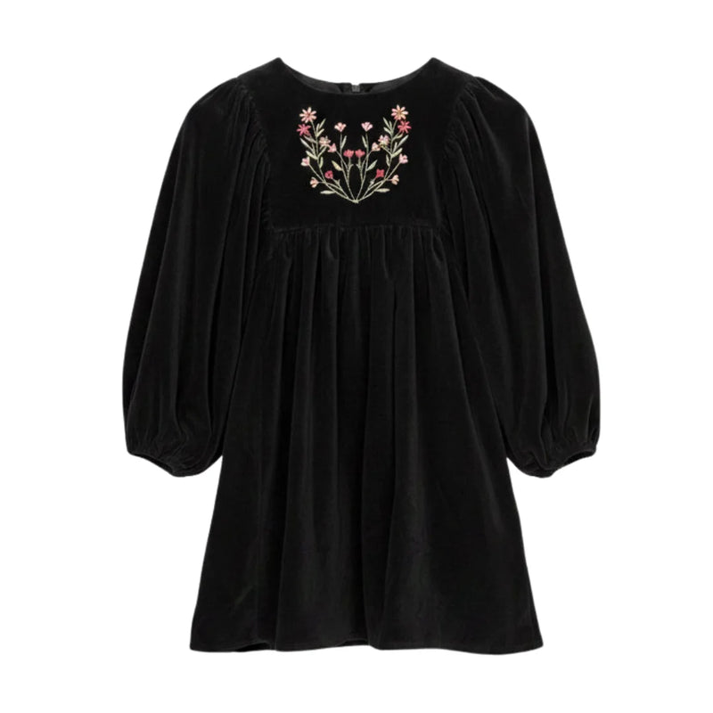 front view of the Early Sunday black Belle designer dress.