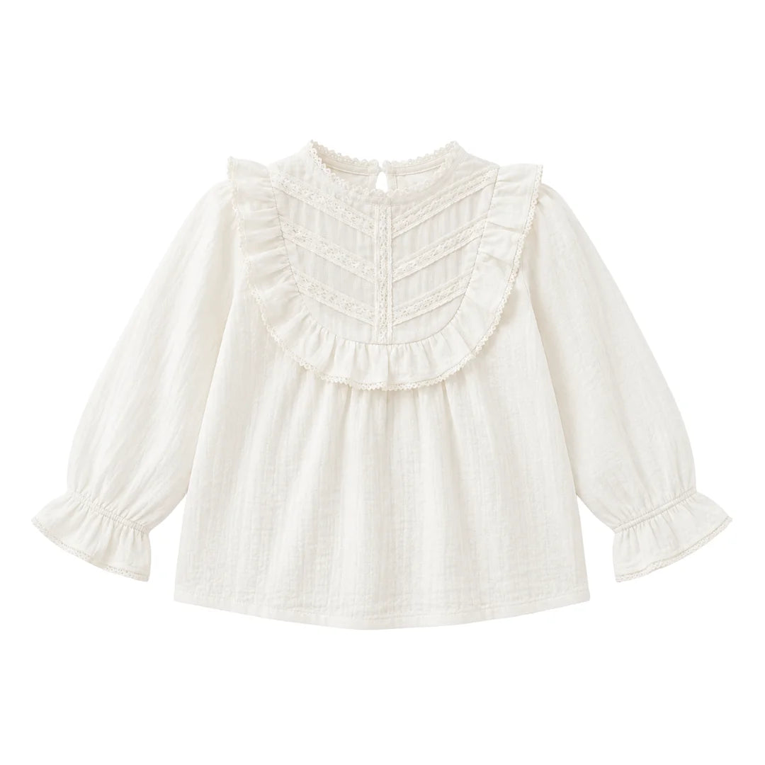 front view of the Early Sunday Lauren ecru designer blouse.