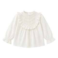 front view of the Early Sunday Lauren ecru designer blouse.