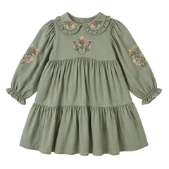 front view of the Early Sunday sage green Marguerite designer dress.