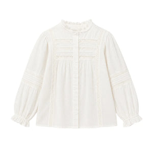 front view of the Early Sunday Zoe ecru designer shirt.