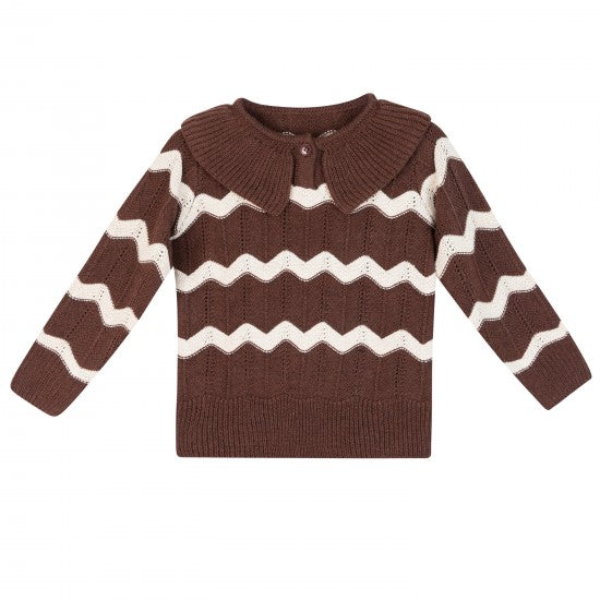 sweet threads striped collar sweater