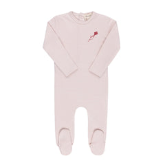 A breathtaking Ely's & Co. French Terry Footie featuring an immaculate pink striped pattern and cozy footed silhouette.