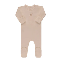 A breathtaking Ely's & Co. Ribbed Footie featuring an immaculate pink palette, delicate floral embroidery, and a cozy footed silhouette.