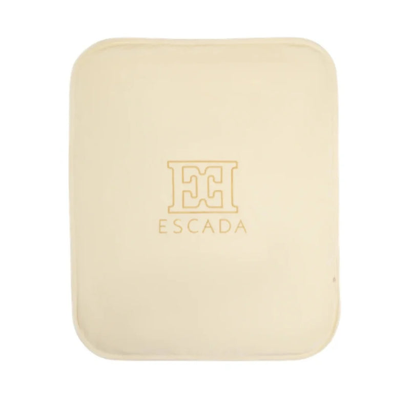 A beautifully Escada heirloom baby blanket in a soft antique white front