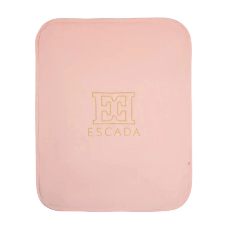 A beautifully Escada heirloom blanket in bridal rose front.