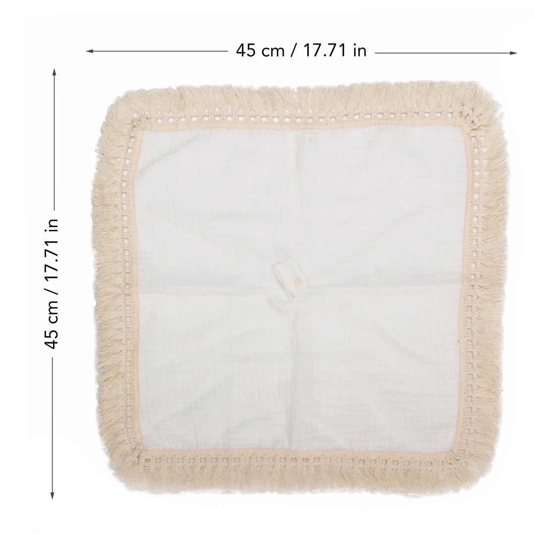 Doodalou - White - Muslin Boho Pacifier Blanket with Tassels