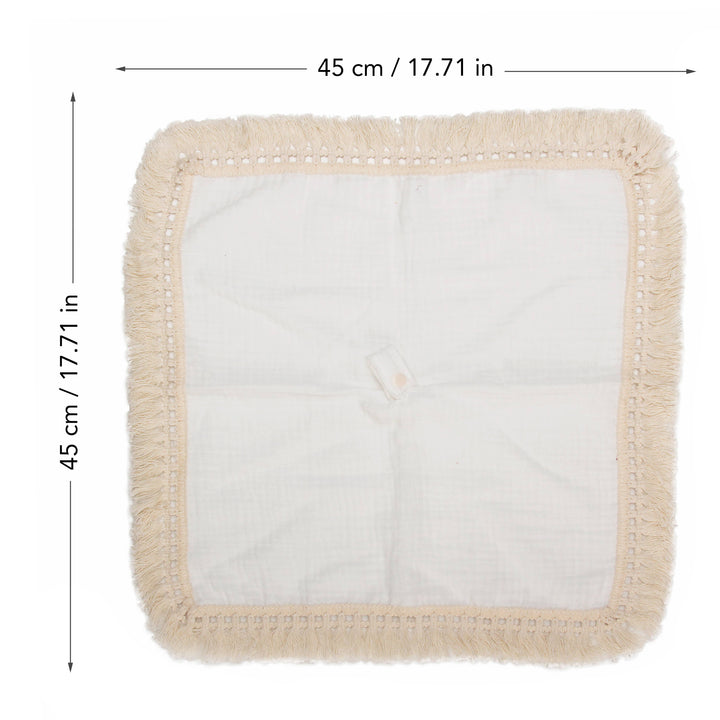 Doodalou - White - Muslin Boho Pacifier Blanket with Tassels