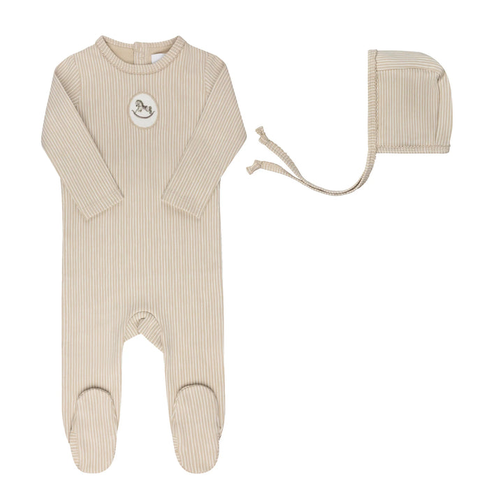 Aurora Tan Rocking Horse Footie + Bonnet