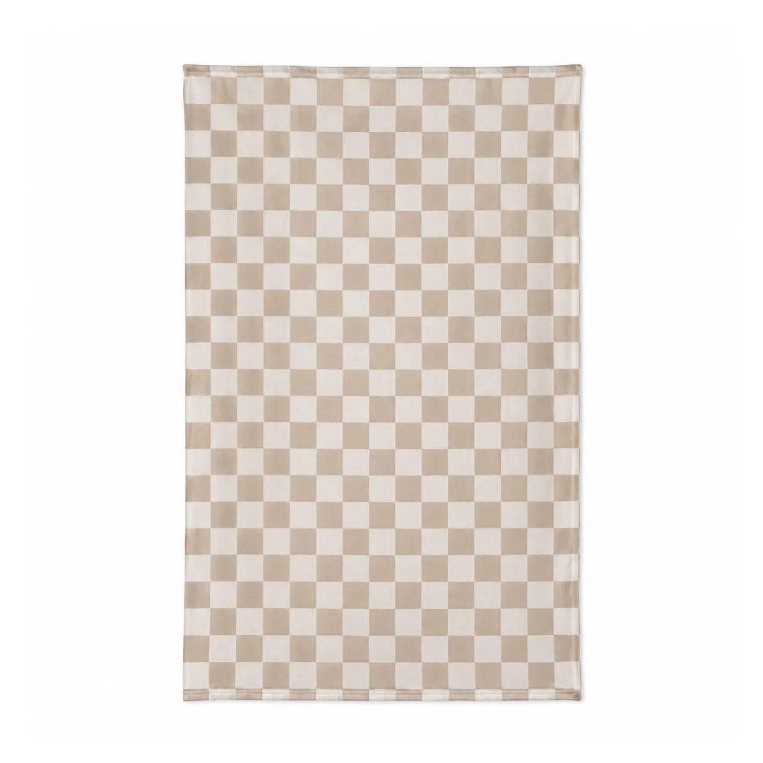 front view of the Forever French neutral checkerboard bamboo swaddle blanket.