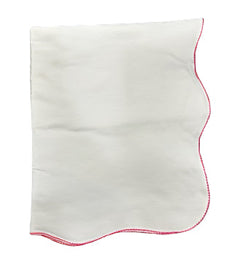 La Mascot White/Fuschia Picot Trim Blanket