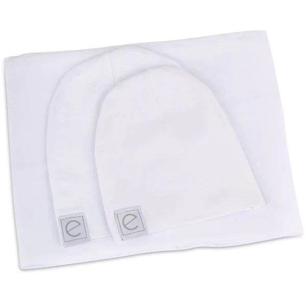Ely's & Co White Swaddle and Beanie Gift Set