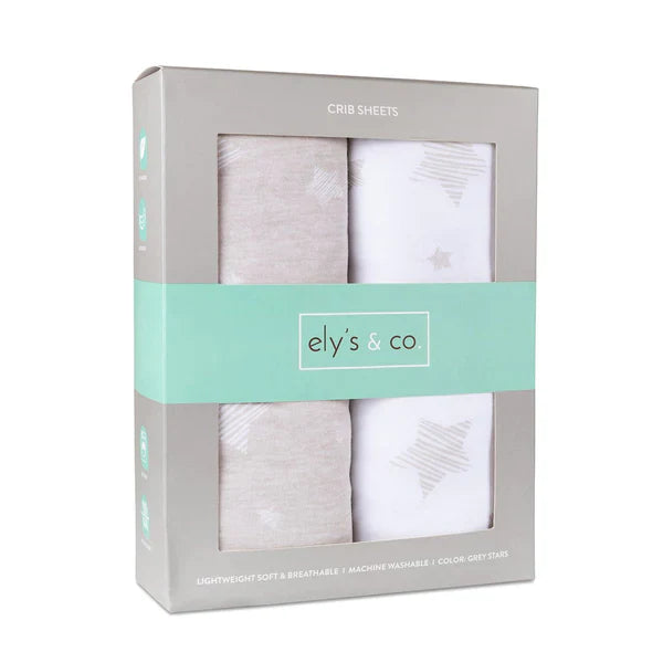 Ely's & Co Drawn Tan Star 2 Pack Crib Sheet Set