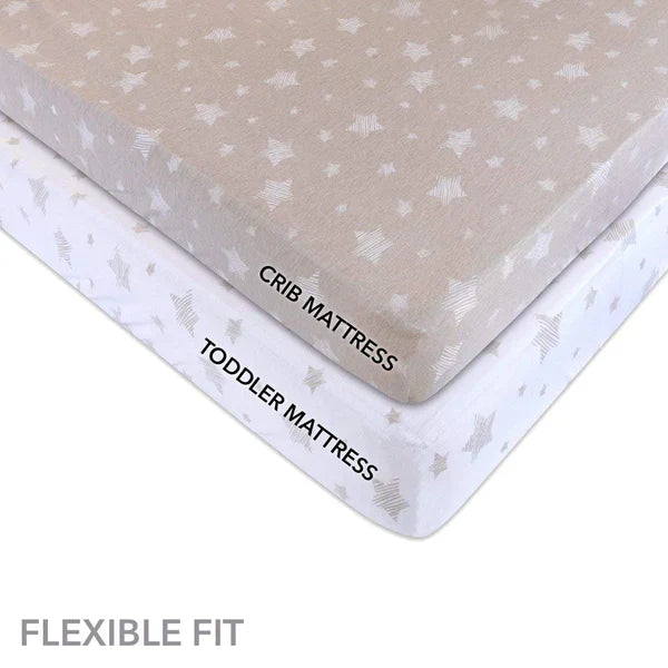 Ely's & Co Drawn Tan Star 2 Pack Crib Sheet Set