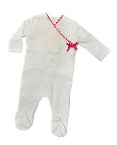 La Mascot White/Fuschia Linen Wrap Footie