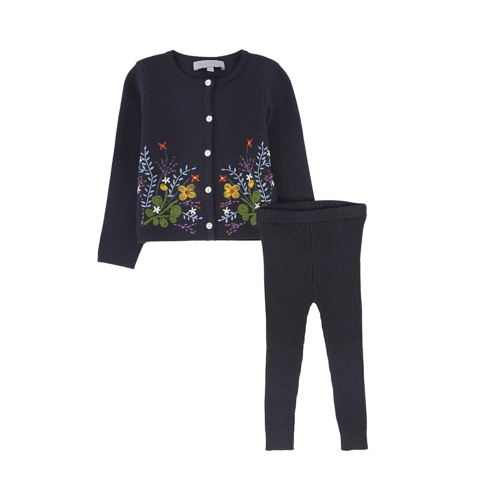 Bace Grey Embroidered Cardigan Set