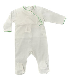 La Mascot White/Green Picot Trim Footie