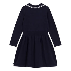 Petit Bateau - Knit Waisted Dress with Collar | Classic French Baby Dress