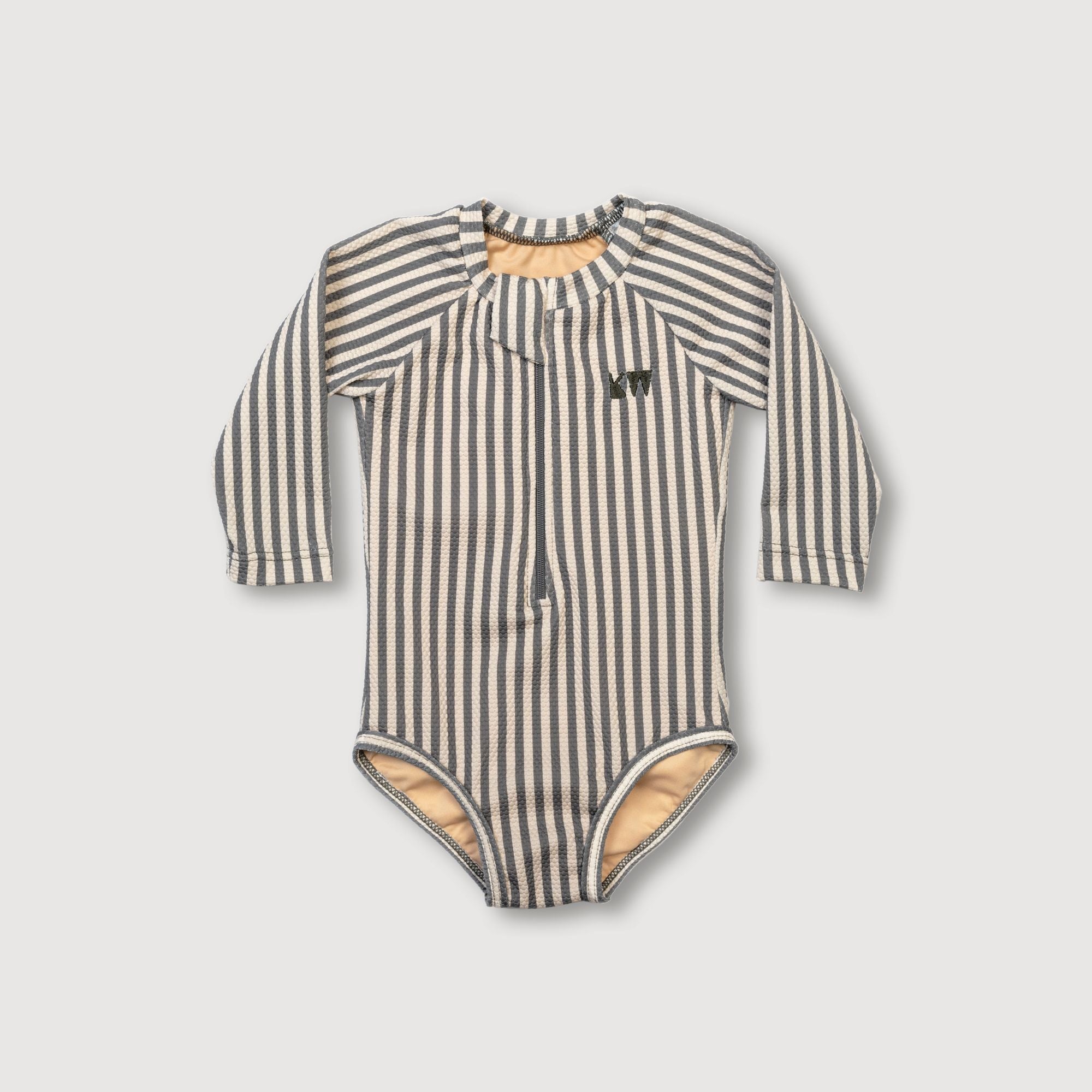 Kidwild Deep Blue Stripe Girls Rash One Piece