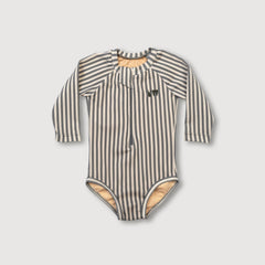 Kidwild Deep Blue Stripe Girls Rash One Piece
