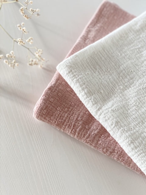 Petite Laure Dusty Pink Embroidery Flowers Baby Blanket