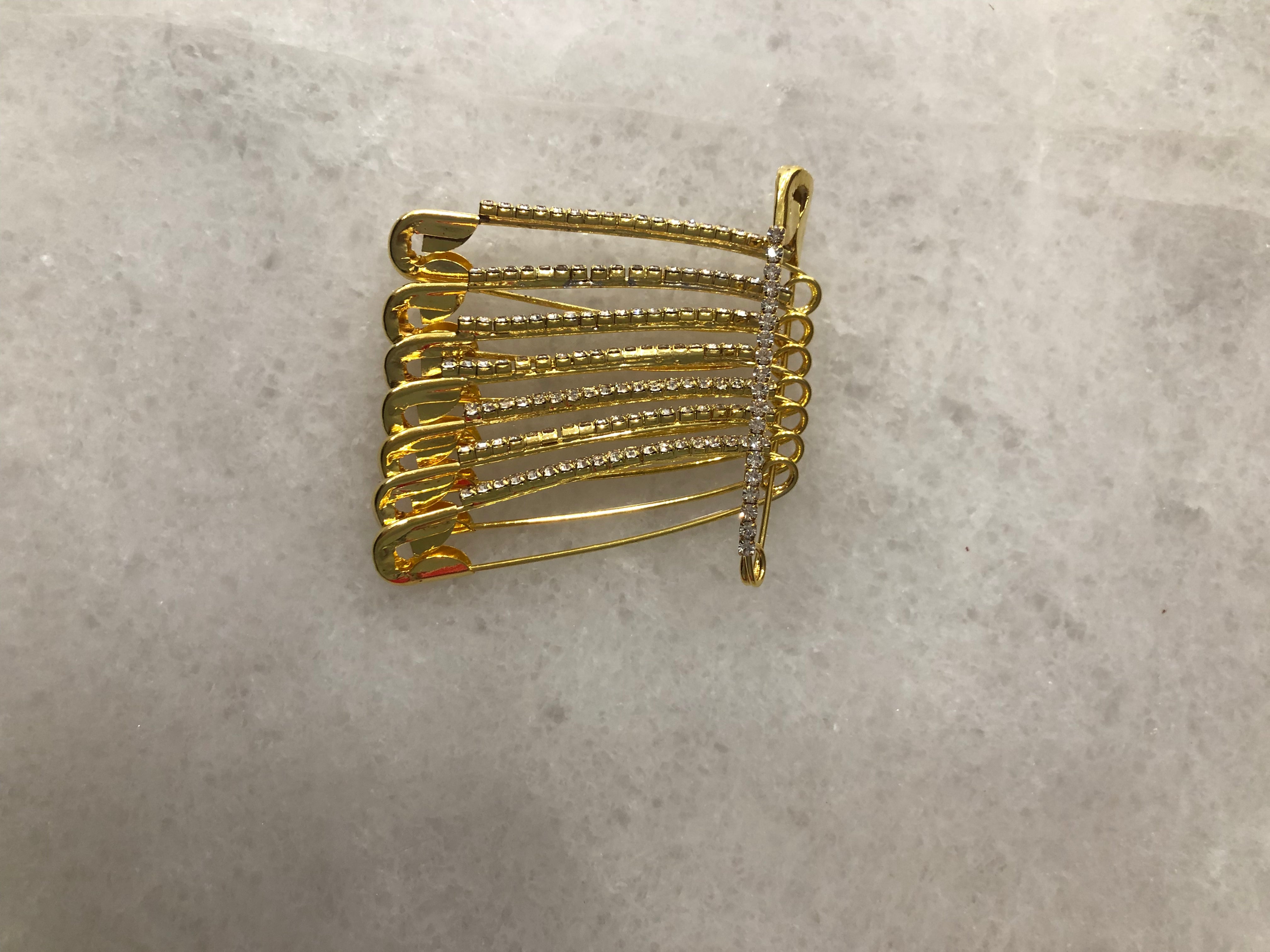 Gold Rhinestone Safety Pins