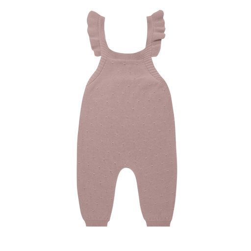 Pointelle knit overalls