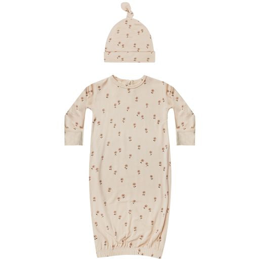 Bamboo baby gown + hat set
