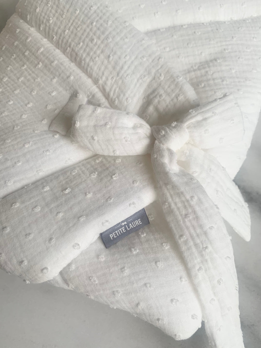 Petite Laure Swiss Dot Bow Baby Wrap Swaddle