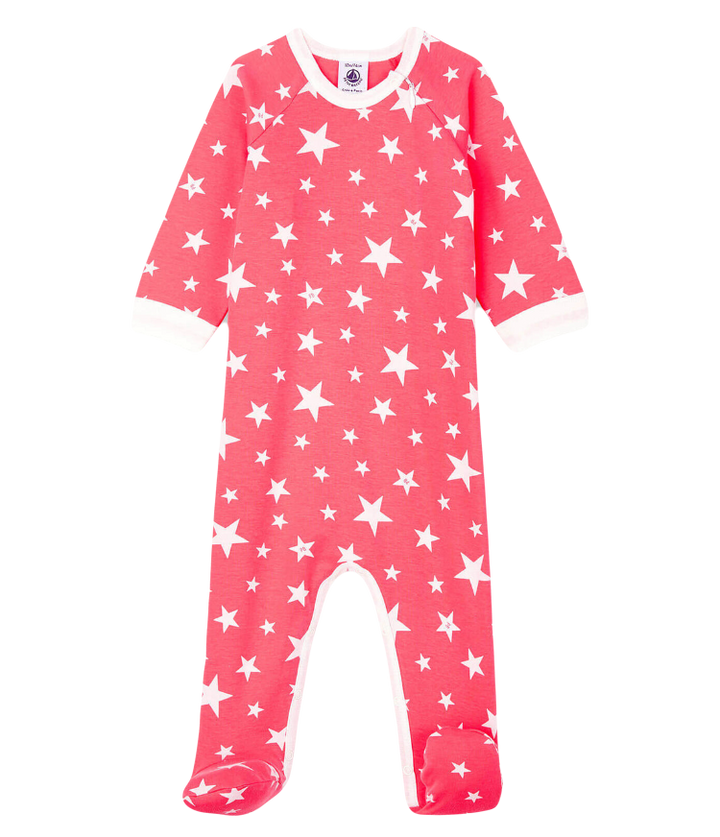 Petit Bateau Baby Girl's Star-Print Cotton Footie - Zip Up feature