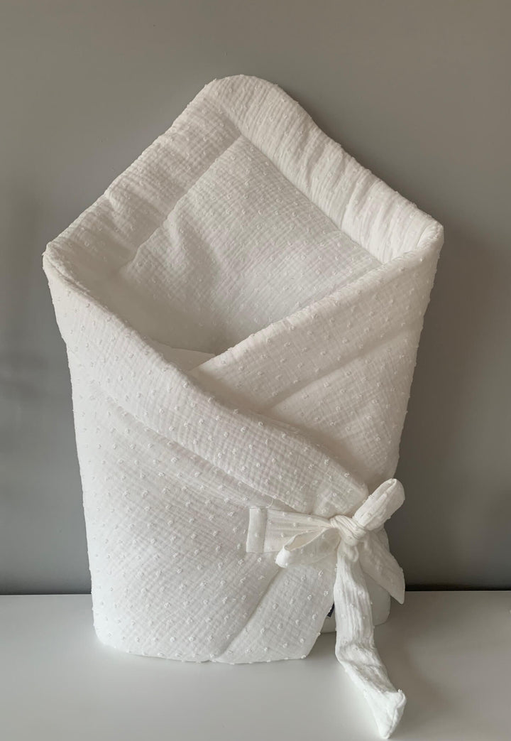 Petite Laure Swiss Dot Bow Baby Wrap Swaddle
