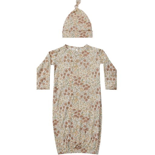 Bamboo baby gown + hat set