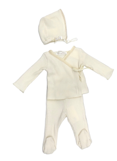 Latte Baby & Child White Knit Set with Bonnet