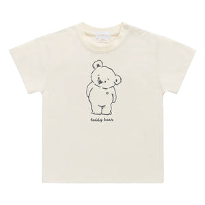 A breathtaking Jamie Kay Organic Cotton Teddy Bear Print Tee, showcasing its authoritative architectural fit and refined whimsical heritage print.