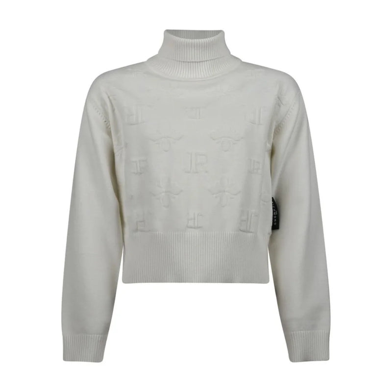 front view of the John Richmond off-white monogram girls' turtleneck sweater.