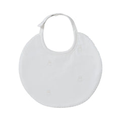 A front view of the Kipp stone petit ours pattern baby feeding bib.