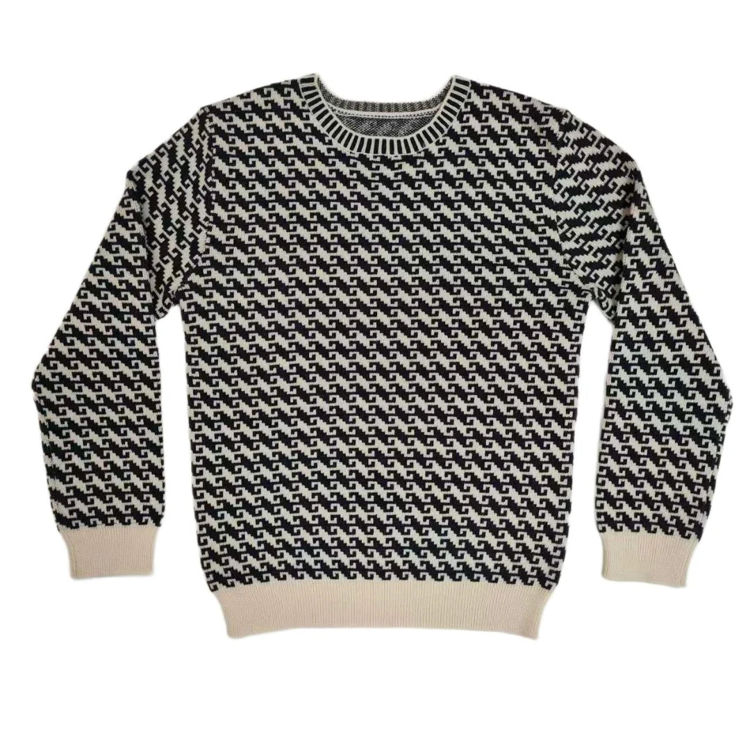 A front view of the Kipp Elliot blue crewneck sweater for infants and toddlers.