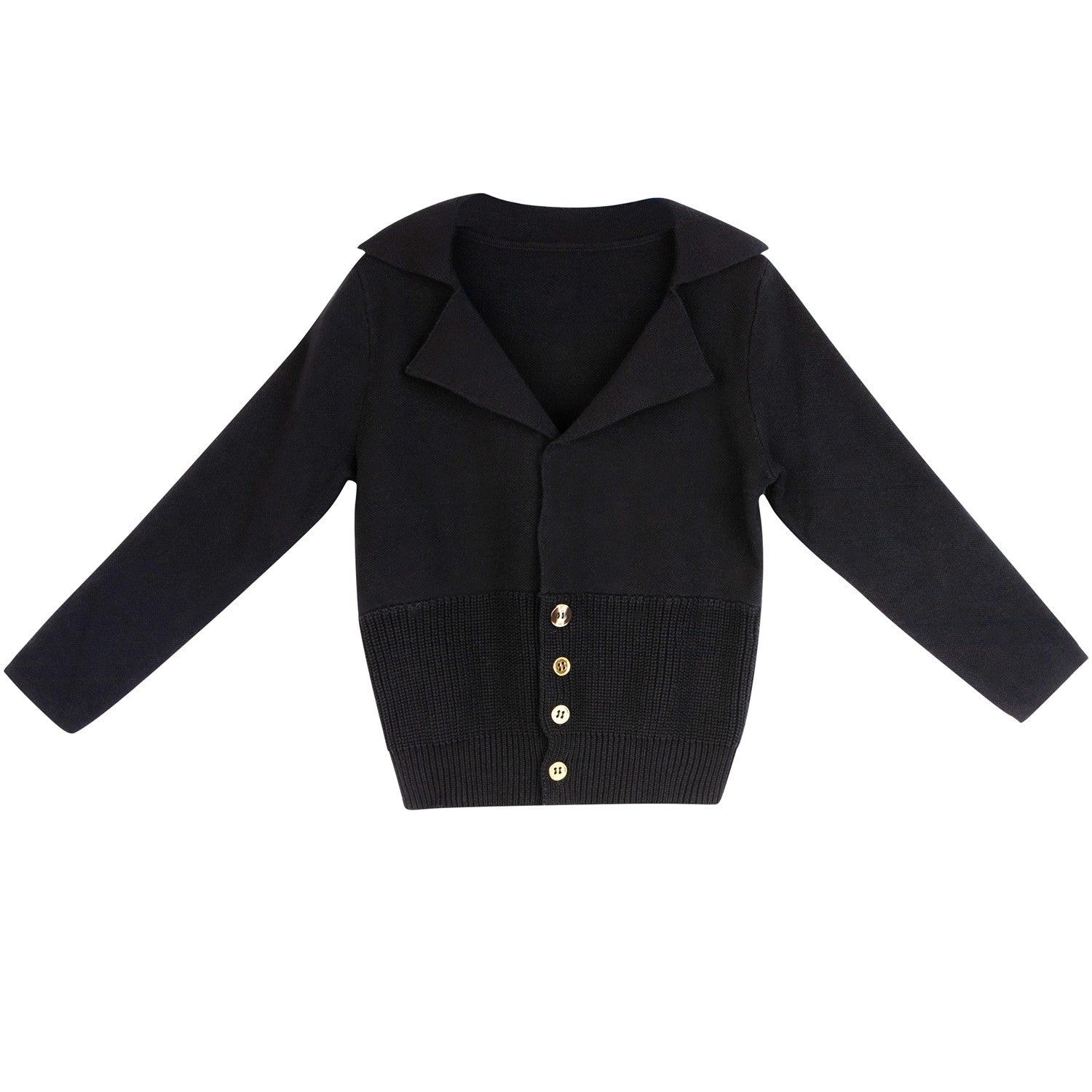 sweet threads black grandpa knit cardigan