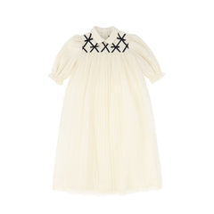 Francesca Guiliano - Grosgrain Lattice Puff Sleeve Dress